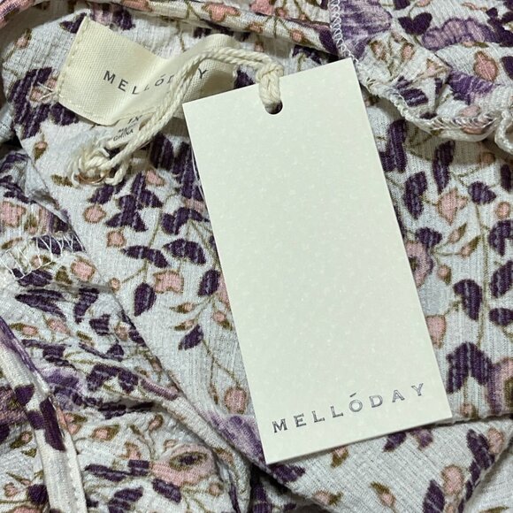 New Melloday Floral Top Blouse Purple Pink Size 1X Stretch - Picture 7 of 9